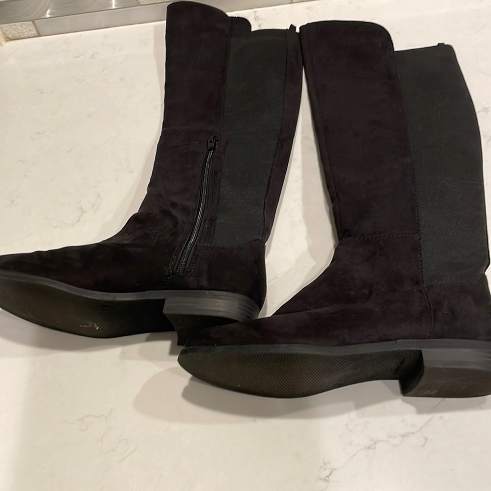 Black suede knee high boots